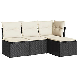 Maison Chic Salon de jardin 4 pcs avec coussins | Ensemble de Table et chaises | Mobilier d'Extérieur noir résine tressée -GKD44112