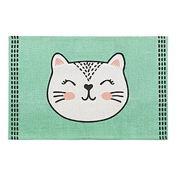 Beliani Tapis enfant motif chat vert 60 x 90 cm HOWRAH