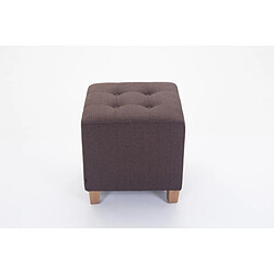 Decoshop26 Tabouret bas repose-pieds pouf capitonné en tissu marron pieds en bois 45x46 cm 10_0000062