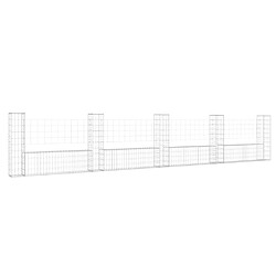 vidaXL Panier de gabion en forme de U avec 5 poteaux Fer 500x20x100 cm