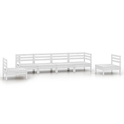 Maison Chic Salon de jardin 6 pcs - Table et chaises d'extérieur - Mobilier/Meubles de jardin Moderne Blanc Bois de pin massif -MN19490