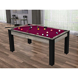 Jardindeco Billard convertible table 6 personnes Texas + plateau dinatoire industriel et prune (tapis)