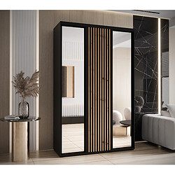 Abiks Meble Armoire LANKO 2 À Portes Coulissantes 235,2/150/45 3 Portes (Noir/Noir)