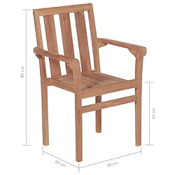 Maison Chic Lot de 6 Chaises de jardin,Fauteuil d'extérieur empilables Bois de teck solide -MN92694 pas cher