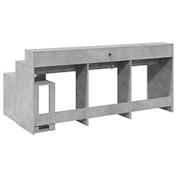 Acheter Helloshop26 Bureau table poste de travail meuble d'ordinateur informatique étude et lumières LED 200 x 104 x 91cm bois ingénierie gris 02_0023802