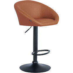 Decoshop26 Tabouret de bar assise pivotante à 360° hauteur réglable en PVC marron clair piètement en métal noir 10_0004767