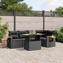 Maison Chic Ensemble Tables et chaises d'extérieur 6pcs avec coussins,Salon de jardin noir résine tressée -GKD795551