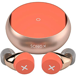 Chrono Écouteurs sans fil SONGX True, écouteurs Bluetooth à réduction de bruit étanches avec design Star Loop, lumière halo, détection intra-auriculaire et contrôle tactile pour iPhones et Android(Orange)