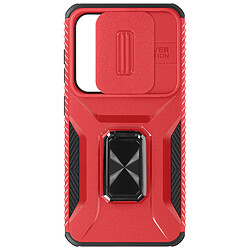 Avizar Coque pour Samsung Galaxy S24 Bague Support Cache caméra Rouge