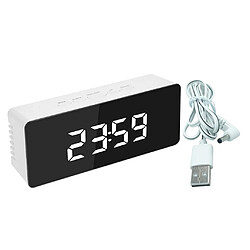 Miroir LED Réveil Numérique Chevet Snooze Minuterie De Sommeil 12/24 Heures Blanc pas cher