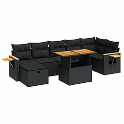 vidaXL Salon de jardin 5 pcs avec coussins noir résine tressée