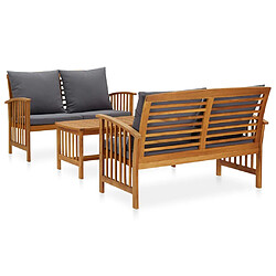 vidaXL Salon de jardin 3 pcs avec coussins Bois d'acacia massif