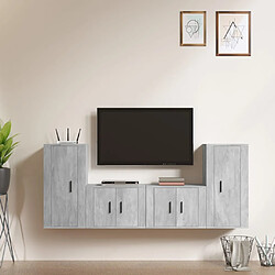 vidaXL Ensemble de meubles TV 4 pcs Gris béton Bois d'ingénierie