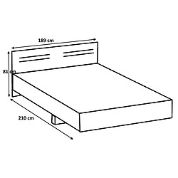 Avis Pegane Lit adulte double 180 x 200 + 2 chevets coloris effet bois - Longueur 189 x Profondeur 210 x Hauteur 81 cm