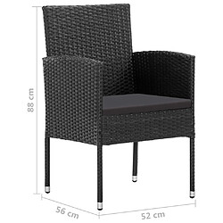 vidaXL Chaises de jardin coussins noir lot de 4 noir résine tressée pas cher