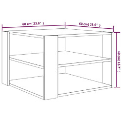 vidaXL Table basse Chêne fumé 60x60x40 cm Bois d'ingénierie pas cher