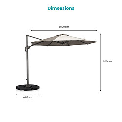 SkyLantern Parasol Déporté Octogonal Beige en Aluminium