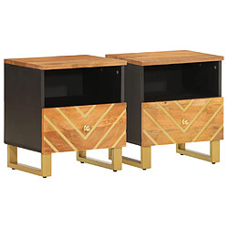 Maison Chic Lot de 2 Tables de chevet,Table de nuit,Table d'appoint pour salon marron et noir bois de manguier solide -MN20513