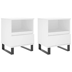 Maison Chic Lot de 2 Tables de chevet,Table de nuit,Table d'appoint pour salon blanc 40x35x50 cm bois d’ingénierie -MN69437