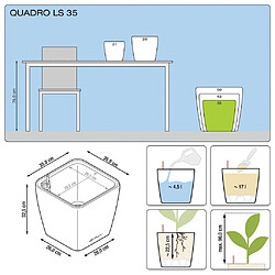 LECHUZA Jardinière QUADRO LS 35 ALL-IN-ONE charbon 16163 pas cher