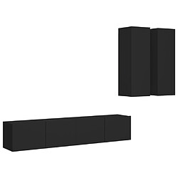 Maison Chic Ensemble de meubles TV 4 pcs | Banc TV Moderne pour salon | Meuble de Rangement - Noir Aggloméré -MN90652