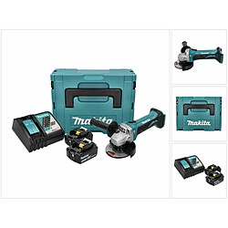 Makita DGA 452 RGJ Meuleuse d'angle sans fil 18 V 115 mm + 2x Batteries 6,0 Ah + Chargeur + Coffret Makpac