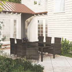 vidaXL Salon de jardin 7 pcs avec coussins résine tressée noir