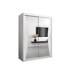 Abiks Meble Armoire MONACO À Portes Coulissantes 200/150/62 2 Portes (Blanc/Blanc)