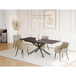 Vente-Unique Table à manger extensible ALBINA - 6 à 8 personnes - Céramique & Verre trempé - Anthracite de Maison Céphy