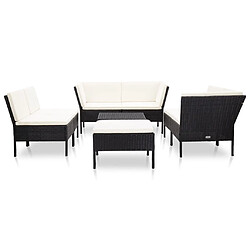 Maison Chic Salon de jardin 8 pcs + coussins - Mobilier/Meubles de jardin - Table et chaises d'extérieur Résine tressée Noir -MN36128