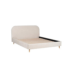 Vente-Unique Lit 140 x 190 cm - Tissu effet bouclettes - Ecru + Matelas - SANTADI