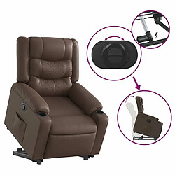 Maison Chic Fauteuil Relax pour salon, Fauteuil inclinable marron similicuir -GKD14498 pas cher