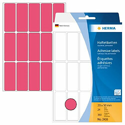 Herma 2416 Étiquettes universelles 20 x 50 mm 360 pièces Rouge