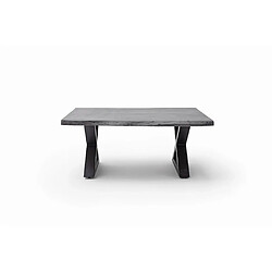 Avis Inside 75 Table basse CLAREN plateau 110 en acacia laqué gris piétement X laqué anthracite