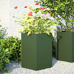 vidaXL Jardinières 2 pcs vert olive hexagone 46x40x45 cm acier