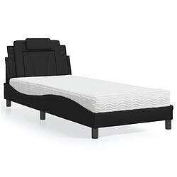 Vidaxl Lit avec matelas noir 90x200 cm similicuir