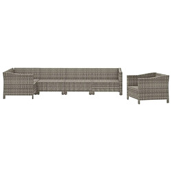 Acheter Maison Chic Salon de jardin 6 pcs + coussins - Mobilier/Meubles de jardin - Table et chaises d'extérieur Gris Résine tressée -MN67503