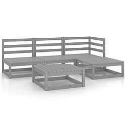 Maison Chic Salon de jardin 5 pcs - Table et chaises d'extérieur - Mobilier/Meubles de jardin Moderne Gris Bois de pin massif -MN86107