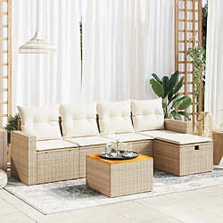 vidaXL Salon de jardin avec coussins 6 pcs beige résine tressée