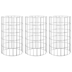 vidaXL Lit surélevé à gabion circulaire 3 pcs Acier galvanisé Ø30x50cm