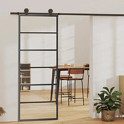 vidaXL Porte coulissante Verre ESG et aluminium 76x205 cm Noir 