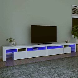 Maison Chic Meuble TV avec lumières LED, Banc TV pour salon, Meuble de rangement Blanc 290x36,5x40 cm -GKD34824