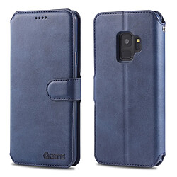 Wewoo Housse Coque Pour Galaxy S9 AZNS Texture du mollet Etui en cuir avec rabat horizontal magnétique support et logements cartes et cadre photo Bleu