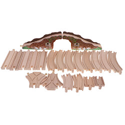 trains en bois piste train jouet compatible set ferroviaire 21pcs croix pont pas cher