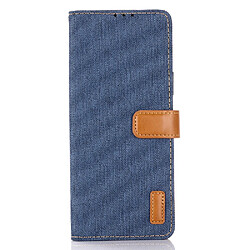 Etui en PU Tissu Jeans avec support bleu foncé pour votre Sony Xperia 10 III