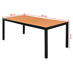 Avis vidaXL Table de jardin Marron 185 x 90 x 74 cm Aluminium et WPC