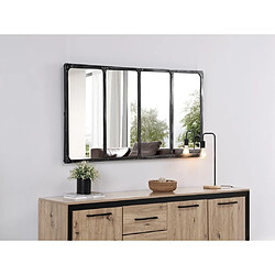 Vente-Unique Miroir fenêtre industriel en fer - L. 140 x H. 75 cm - Noir - MAASTRICHT