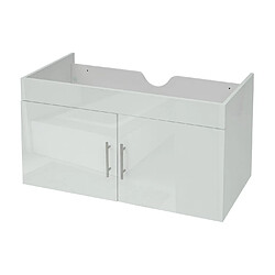 Mendler Meuble sous-lavabo HWC-D16, meuble sous-lavabo Meuble de salle de bain, brillant 90cm ~ blanc