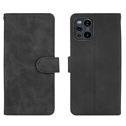 Etui en PU Sensation de toucher de la peau avec support noir pour votre Oppo Find X3 Pro/Find X3