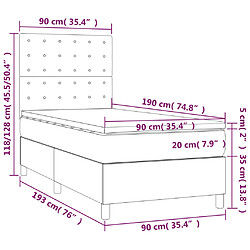 vidaXL Sommier à lattes de lit avec matelas Bleu 90x190 cm Tissu pas cher